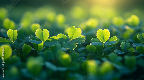 Obraz na płótnie Close-up photography of a patch of clover, with the intricate shapes of their leaves and the softness of their tiny blooms in perfect focus. w salonie