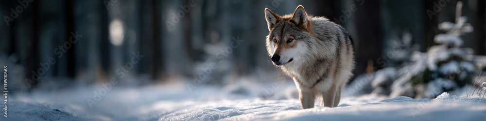 Wolf encounter in snowy forest wildlife photography nature scene serene environment close-up view majestic predator Wolf encounter in snowy forest wildlife photography nature scene serene environment close-up view majestic predator
