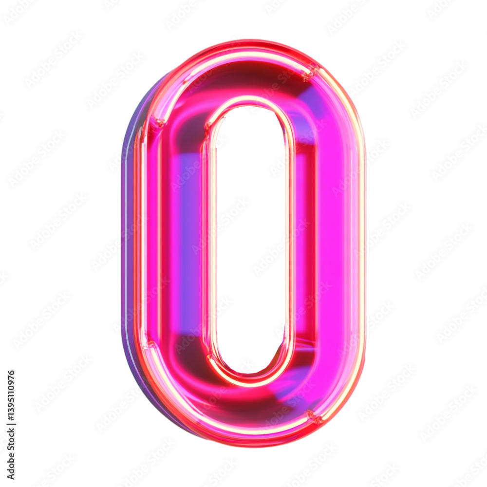 3D Rendering of a alphabet number 0 made with Colorful Neon Lights on Transparent Background - Ai Generated 3D Rendering of a alphabet number 0 made with Colorful Neon Lights on Transparent Background - Ai Generated