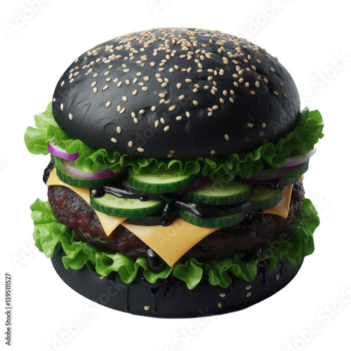 Black Burger cheese transparent background photo