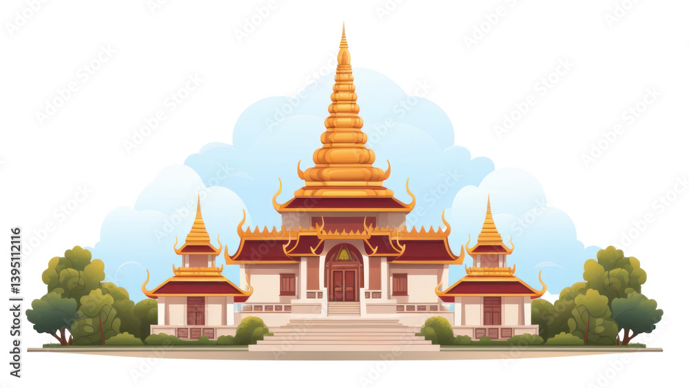 Naklejka premium PNG Temple architecture building pagoda.