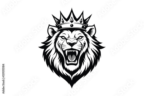 crown lion illustration vector