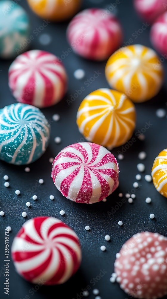 Fototapeta premium Colorful Candies on Dark Background