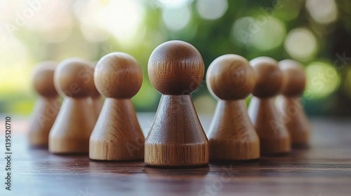 Wallpaper Mural Wooden pawn figures leadership concept strategy team collaboration success unity focus group 3d render Torontodigital.ca