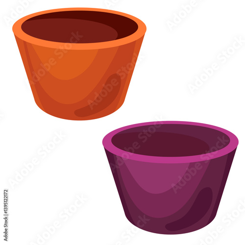 two flower pots without background