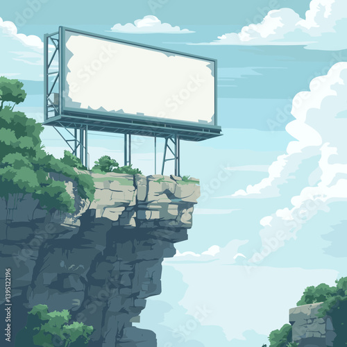 Blank Billboard on a Clifftop Landscape