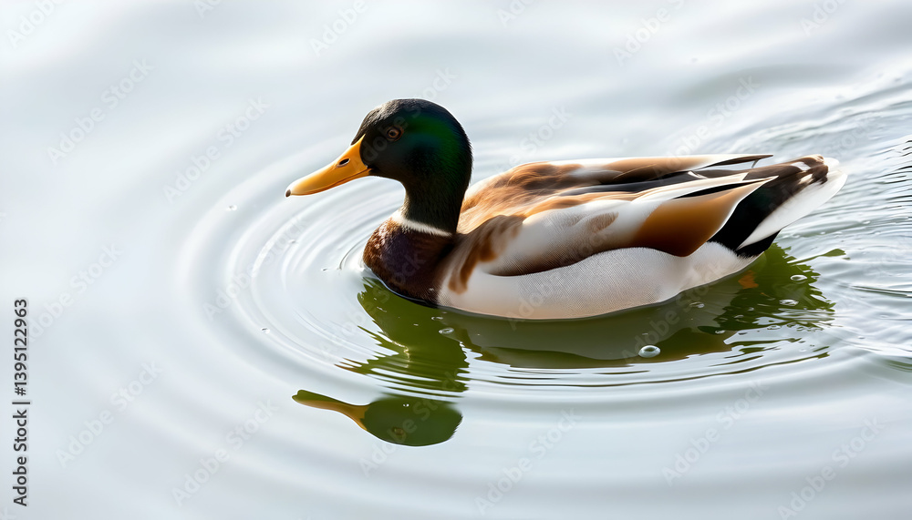 Obraz premium Mallard Duck Swimming Calm Water Ripples Serene Nature Scene