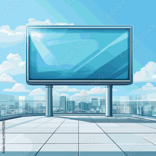 Large Blank Billboard on City Rooftop