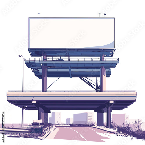 Large Blank Billboard on Highway Overpass