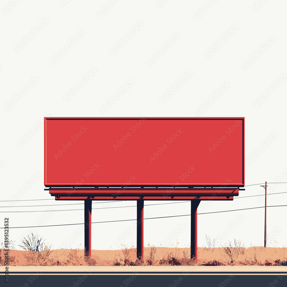 Obraz premium Red Blank Billboard in a Desert Landscape