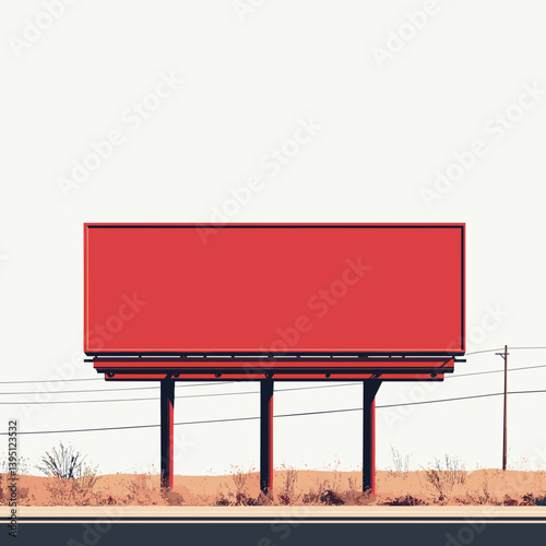 Red Blank Billboard in a Desert Landscape