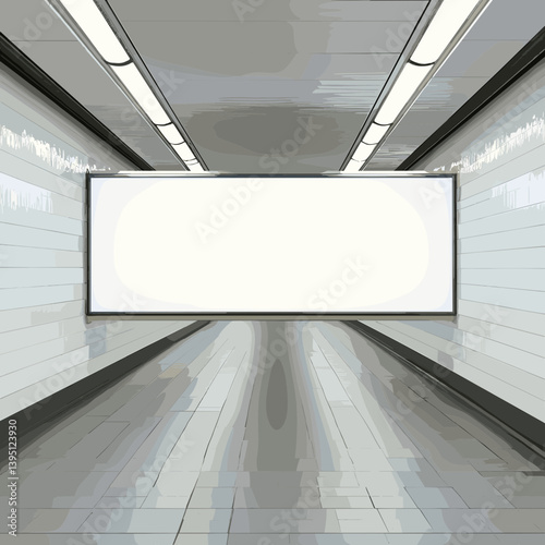 Blank Billboard in a Subway Tunnel