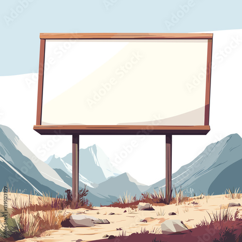 Blank Billboard in Mountain Landscape