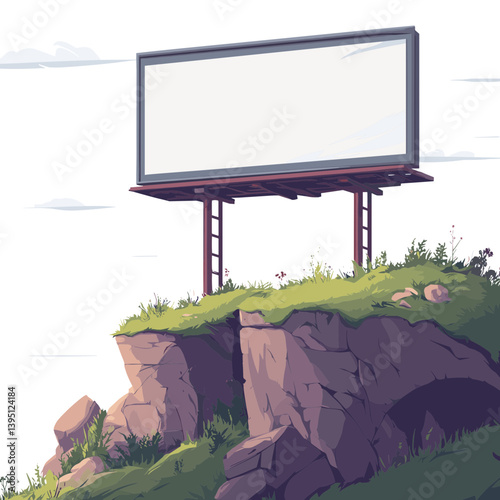 Blank Billboard on a Clifftop