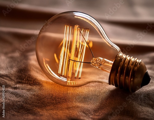 Glowing Vintage Edison Light Bulb Close-Up photo