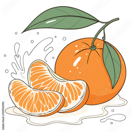Tangerina fresca, suculento. Fundo branco com gotas de água, splash. Comidas, frutas maduras e frescas. 