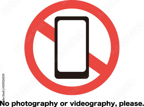 動画や写真の撮影を禁止している事を英語で示したアイコン
