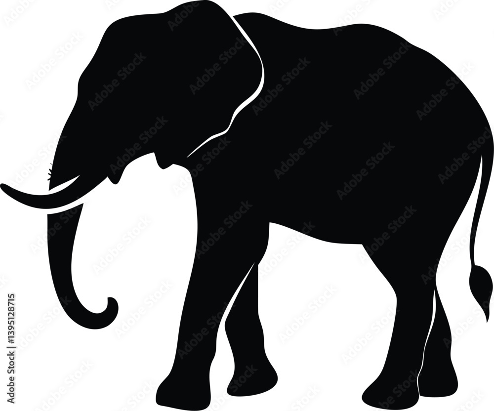 Fototapeta premium Elephant Silhouette Profile – Majestic Wildlife Shadow Art