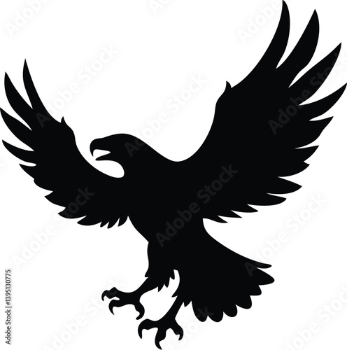 Eagle Silhouette | Majestic Bird of Prey Vector Art with Wings Spread