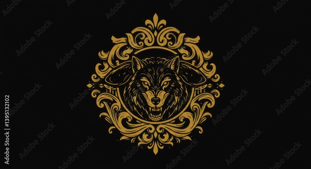 Art Deco Emblem of a Lamb with a Hidden Wolf's Face Art Deco Emblem of a Lamb with a Hidden Wolf's Face