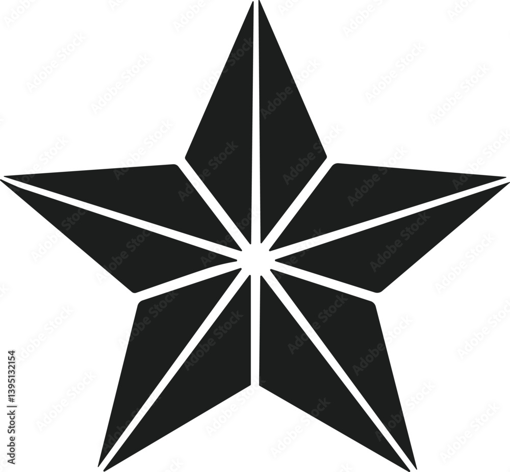 Geometric Star Silhouette Vector – Bold Five-Pointed Modern Icon Geometric Star Silhouette Vector – Bold Five-Pointed Modern Icon