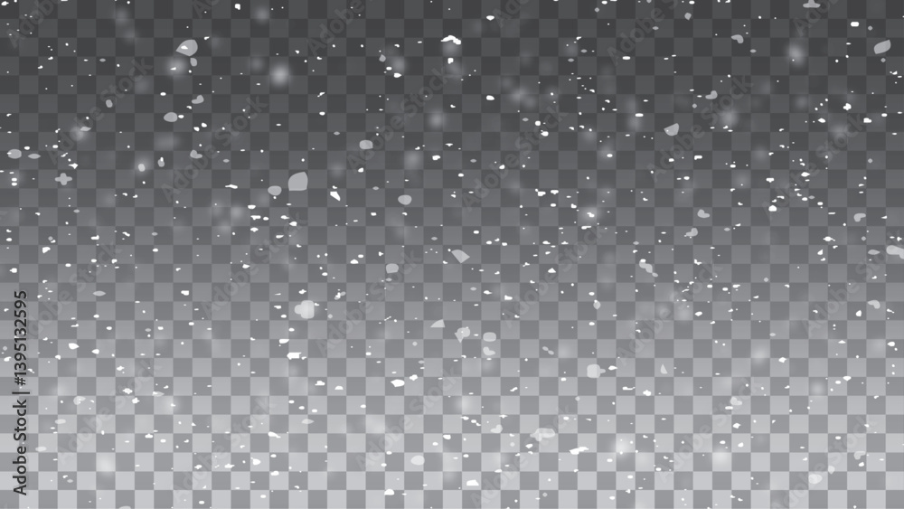 Realistic falling snowflakes. Isolated on transparent background. Vector illustration. Realistic falling snowflakes. Isolated on transparent background. Vector illustration.