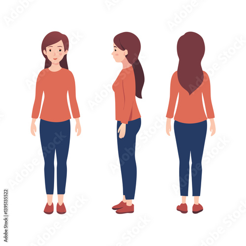 Casual Woman Character Constructor for Animation