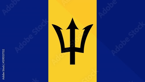 Animation of the appearance and disappearance of a flat flag 2D Barbados