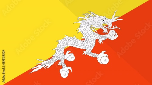 Animation of the appearance and disappearance of a flat flag 2D Bhutan