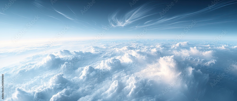 Aerial View of Layered Cirrus Clouds with Brushstroke Textures for Creative Branding, Digital Media BackgroundsAerial View of Layered Cirrus Clouds with Brushstroke Textures for Creative Branding, Dig