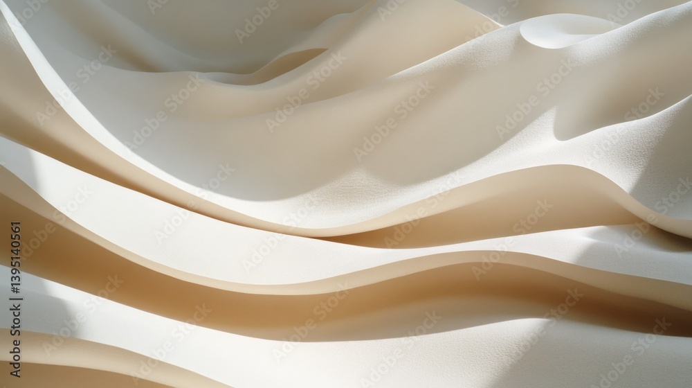 Obraz premium Fluid waves of fabric create a serene and soothing visual, capturing the delicate play of light on soft, flowing textures.