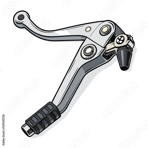 Design a vector illustration of a bold, stylized clutch lever, emphasizing its pivoting mechanism.  Include strong lines and impactful graphic style.