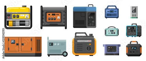 Stationary, industrial and portable diesel power generator set icon