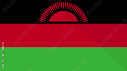 Animation of the appearance and disappearance of a flat flag 2D Malawi