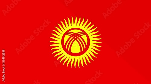 Animation of the appearance and disappearance of a flat flag 2D Kyrgyzstan