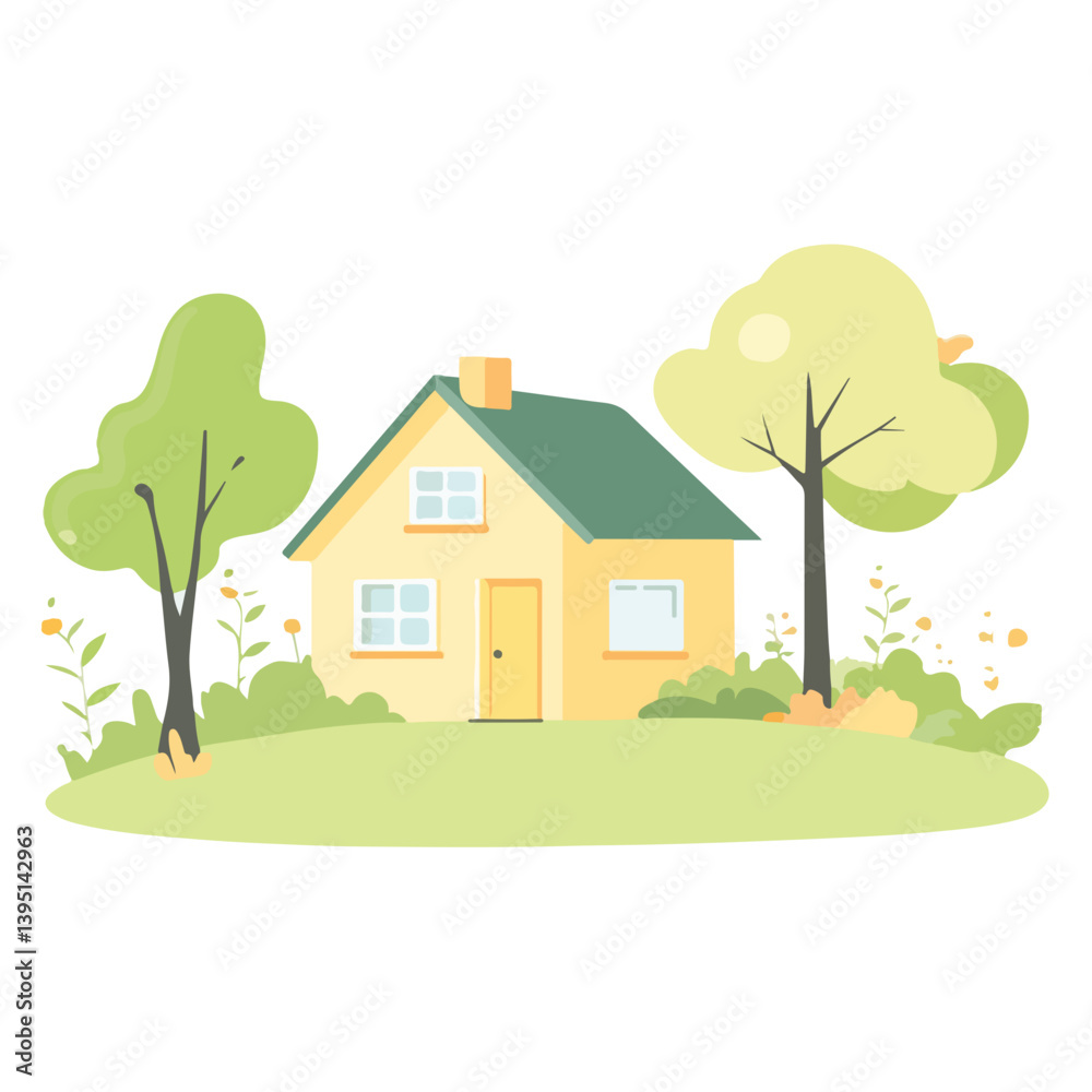 Fototapeta premium Tiny House in a Forest vector illustration