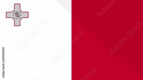 Animation of the appearance and disappearance of a flat flag 2D Malta