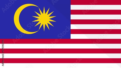 Animation of the appearance and disappearance of a flat flag 2D Malaysia