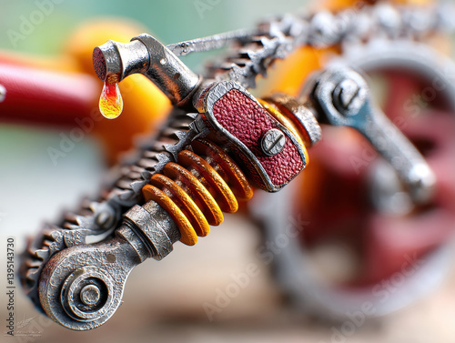 Wallpaper Mural Miniature Mechanical Device Close Up Yellow and Orange Springs, Red Accents Torontodigital.ca
