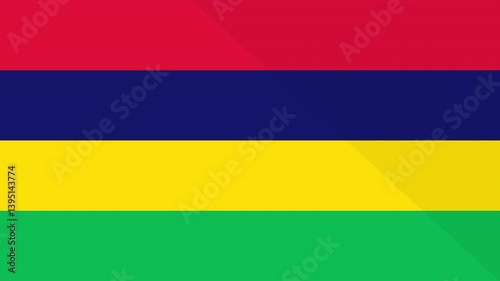 Animation of the appearance and disappearance of a flat flag 2D Mauritius