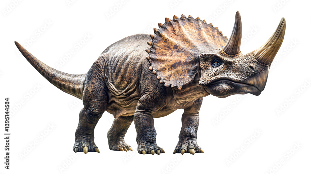 Obraz premium Triceratops Dinosaur Isolated on Transparent Background - Detailed and Realistic Prehistoric Creature Illustration