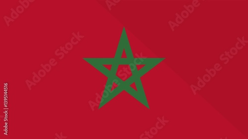 Animation of the appearance and disappearance of a flat flag 2D Morocco
