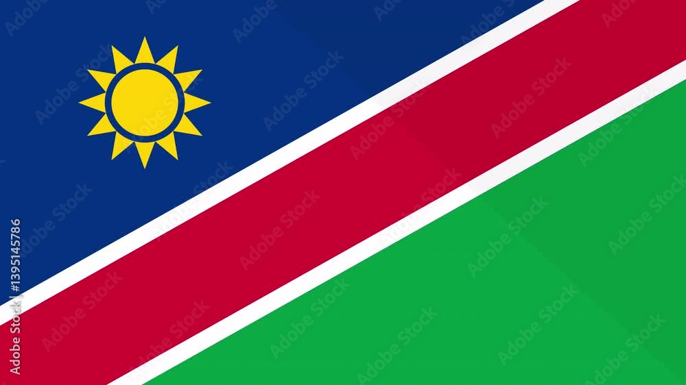 Animation of the appearance and disappearance of a flat flag 2D Namibia