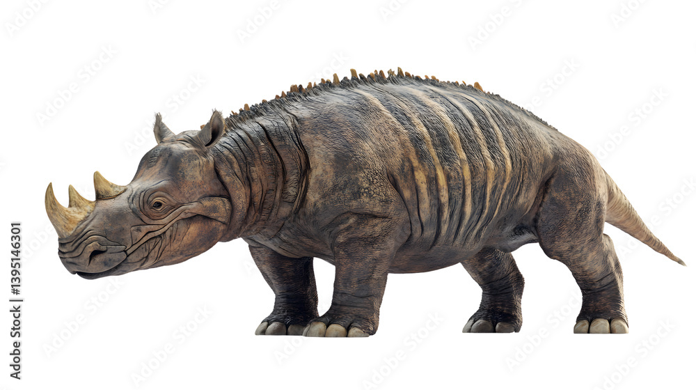 Obraz premium Majestic Rhino Isolated on Transparent Background - Striking and Powerful Wildlife Image