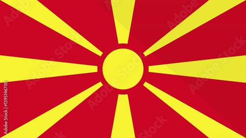 Animation of the appearance and disappearance of a flat flag 2D North Macedonia