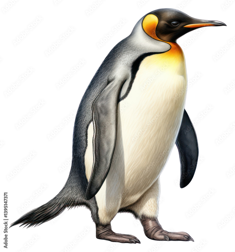Obraz premium PNG Penguin animal bird king penguin, digital paint illustration.