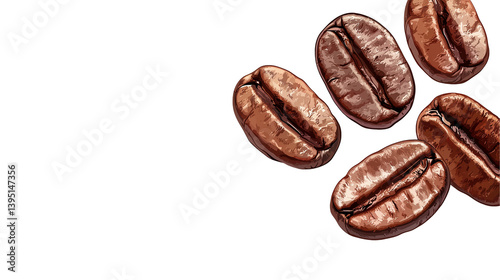 Aromatic roasted coffee beans for morning beverage concept  isolated on transparent  background png