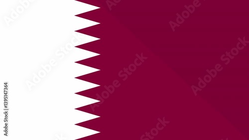 Animation of the appearance and disappearance of a flat flag 2D Qatar