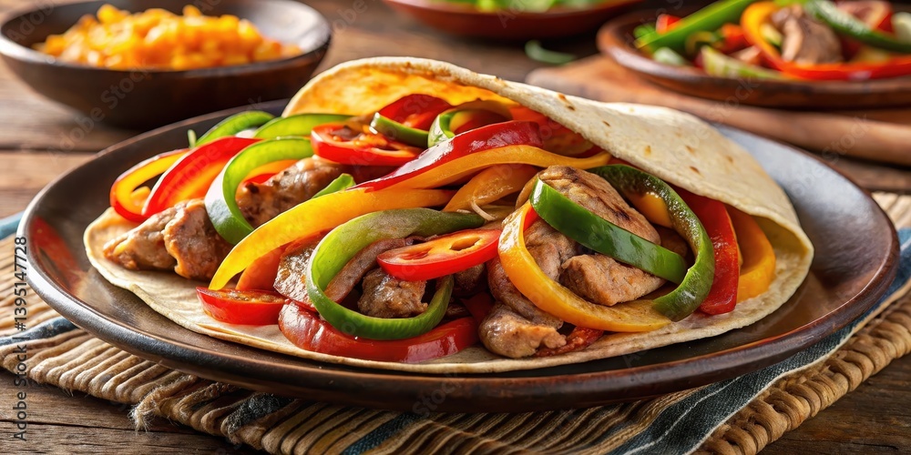 Sizzling fajitas with saut?ed onions and bell peppers on a plate wrapped in a warm wheat tortilla , food, sizzling, food Sizzling fajitas with saut?ed onions and bell peppers on a plate wrapped in a warm wheat tortilla , food, sizzling, food