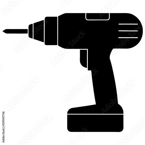 Electric drill silhouette vector isolated on white background